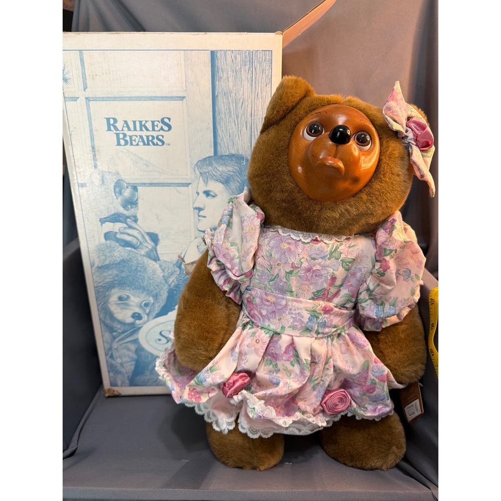 Raikes Bears Sophie Wooden Face Plush Bear Limited Edition Robert Raikes Bear